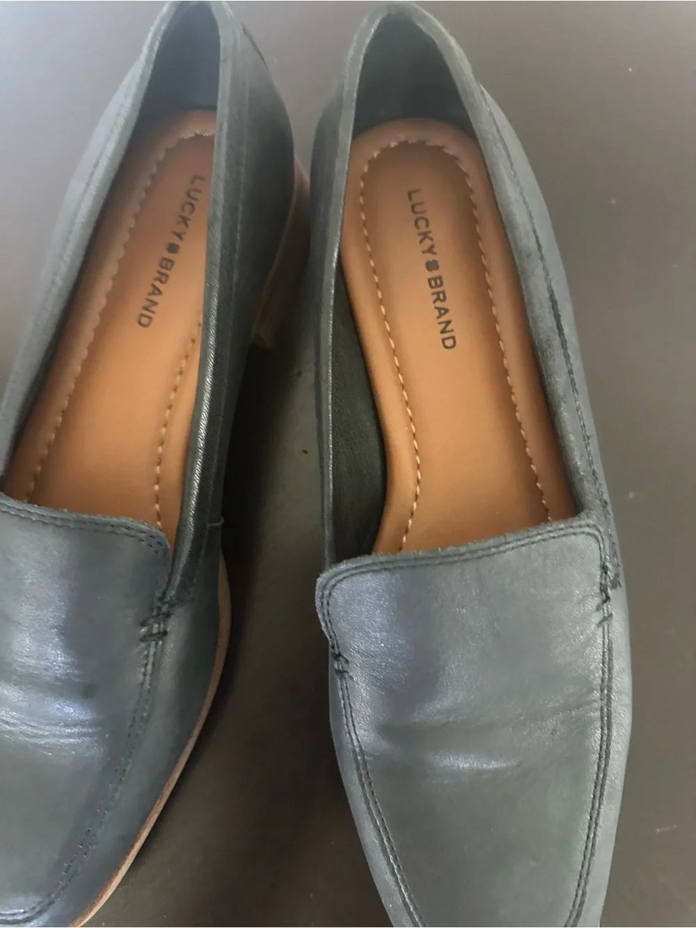 Lucky Brand Black Leather Slip-On Loafers